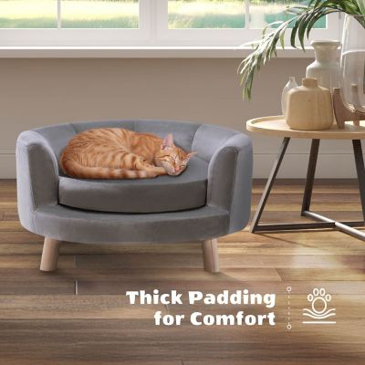 Image showing  28 in. Elegant Faux-Velvet Circular Pet Bed for Small- to Medium-Sized Dogs and Cats