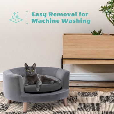 Image showing 5 th Critter Sitters 28 in. Elegant Faux-Velvet Circular Pet Bed for Small- to Medium-Sized Dogs and Cats