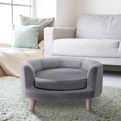 Image showing 6 th Critter Sitters 28 in. Elegant Faux-Velvet Circular Pet Bed for Small- to Medium-Sized Dogs and Cats