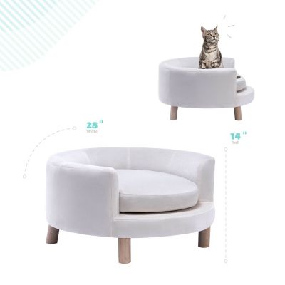 Image showing  28 in. Elegant Faux-Velvet Circular Pet Bed for Small- to Medium-Sized Dogs and Cats