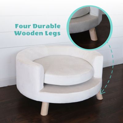 Image showing  28 in. Elegant Faux-Velvet Circular Pet Bed for Small- to Medium-Sized Dogs and Cats