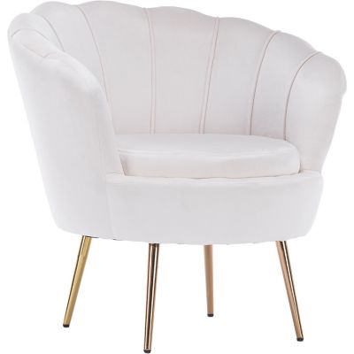 Critter Sitters 30 in. Lotus Circular Faux Velvet Accent Chair, White/Gold