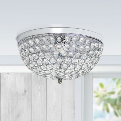 Image showing  2-Light Elipse Crystal Flush-Mount Ceiling Light