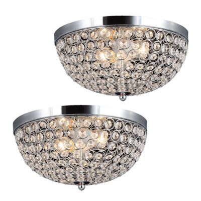 Elegant Designs 2-Light Crystal Flush-Mount Ceiling Light, Chrome, 2 pc.