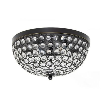 Image showing  2-Light Ellipse Crystal Flush-Mount Ceiling Light