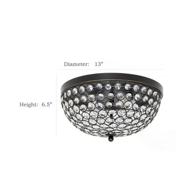 Image showing  2-Light Ellipse Crystal Flush-Mount Ceiling Light