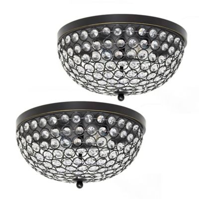 Elegant Designs 2-Light Crystal Flush-Mount Ceiling Light, Bronze, 2 pc.