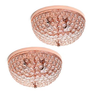 Elegant Designs 2-Light Crystal Flush-Mount Ceiling Lights, 2 Pc.