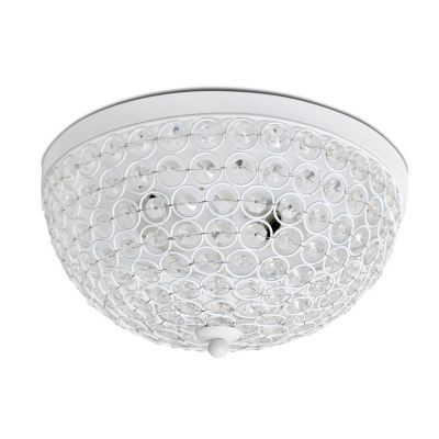 Elegant Designs 2-Light Elipse Crystal Flush-Mount Ceiling Light, White