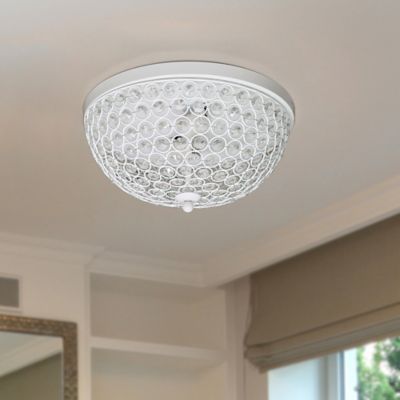 Elegant Designs 2-Light Elipse Crystal Flush-Mount Ceiling Light, White