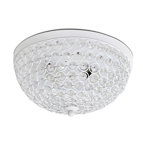 Elegant Designs 2-Light Elipse Crystal Flush-Mount Ceiling Light, White