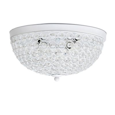 Image showing  2-Light Elipse Crystal Flush-Mount Ceiling Light, White