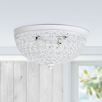 Image showing  2-Light Elipse Crystal Flush-Mount Ceiling Light, White