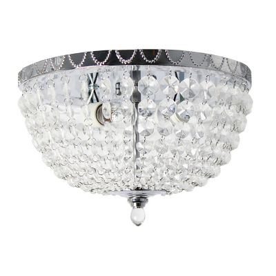 Image showing  2-Light Victoria Crystal Rain Drop Flush-Mount Ceiling Light