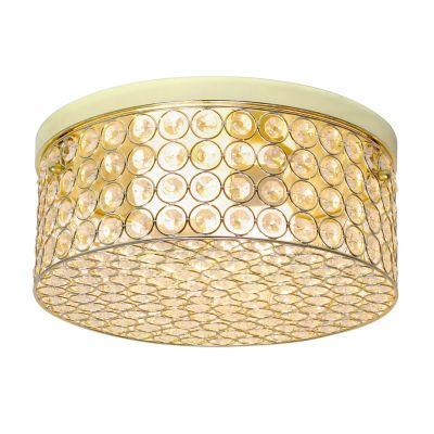 Image showing  2-Light Elipse Round Flush-Mount Light, Gold