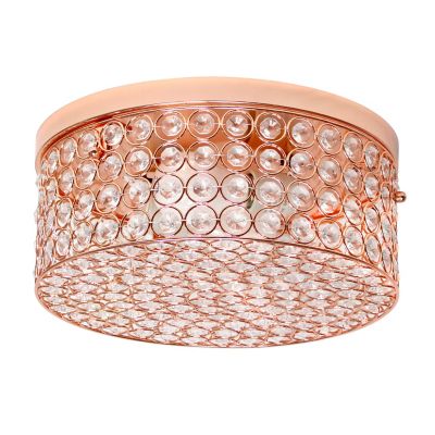 Elegant Designs 2-Light Elipse Round Flush-Mount Light, Rose Gold