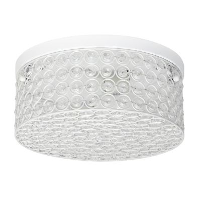 Image showing  2-Light Ellipse Round Flush-Mount Light, White