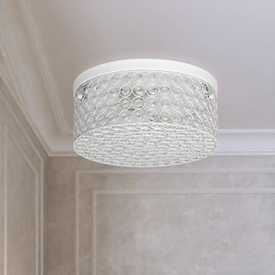 Image showing  2-Light Ellipse Round Flush-Mount Light, White