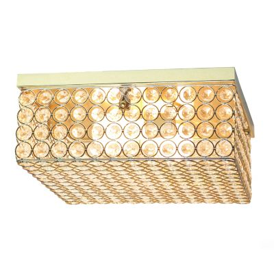 Image showing  Elipse Square Crystal Flush-Mount Ceiling Light, Gold