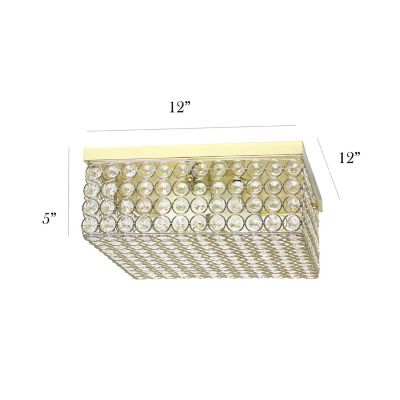 Image showing  Elipse Square Crystal Flush-Mount Ceiling Light, Gold