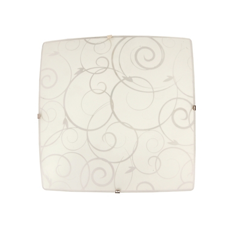 Simple Designs Square Flush-Mount Ceiling Light with Scroll/Swirl Design, White