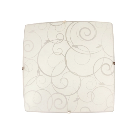 Simple Designs Square Flush-Mount Ceiling Light with Scroll/Swirl Design, White