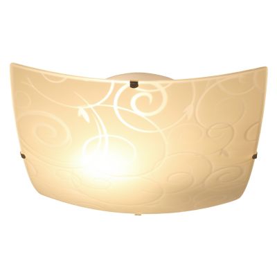 Image showing  1-Light Square Flush-Mount Ceiling Light with Scroll/Swirl Design, White