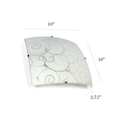 Image showing  1-Light Square Flush-Mount Ceiling Light with Scroll/Swirl Design, White