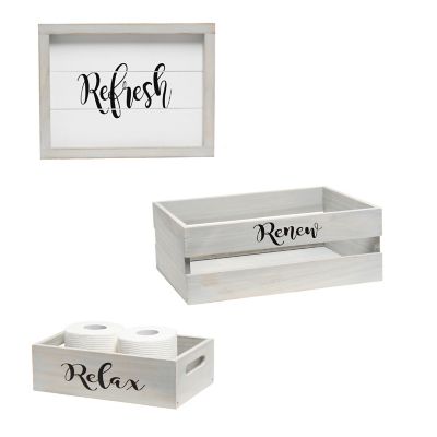 Elegant Designs Decorative Wood Bathroom Set, 3 pc.