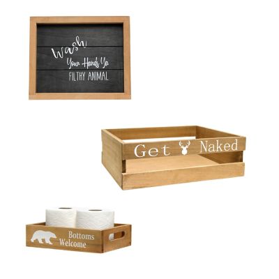 Elegant Designs Decorative Wood Bathroom Set, 3 pc.