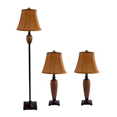 Elegant Designs Hammered Bronze Assorted Lamp Set, 3-Pack