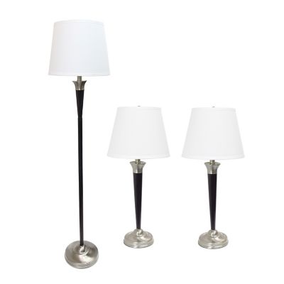 Elegant Designs Malbec Black Assorted Lamp Set, 3-Pack