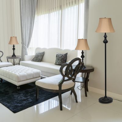 Elegant Designs 3 pc. Traditionally Crafted Lamp Set, Tan Shades