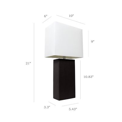 Image showing  21 in. H Modern Table Lamps with Fabric Shades, Black Leather, 2-Pack