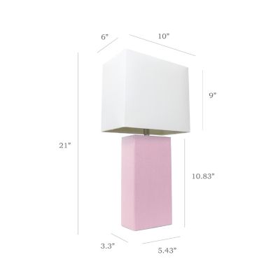 Image showing  21 in. H Modern Table Lamps with Fabric Shades, Blush Pink Leather, 2-Pack