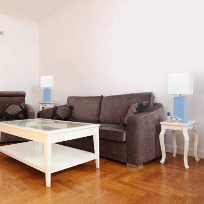 Elegant Designs 21 in. H Modern Table Lamps with Fabric Shades, Periwinkle Leather, 2-Pack