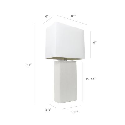 Image showing  21 in. H Modern Table Lamps with Fabric Shades, White Leather, 2-Pack