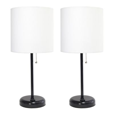 LimeLights 19.5 in. H Stick Lamps with Charging Outlet and Fabric Shade, 2-Pack