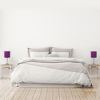 LimeLights 19.5 in. H Stick Lamps with Charging Outlet and Fabric Shade, 2-Pack, Purple/Brushed Steel