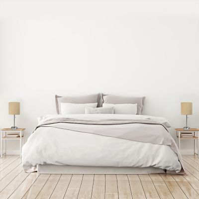 LimeLights 19.5 in. H Stick Lamps with Charging Outlet and Fabric Shade, 2-Pack, Tan/Brushed Steel