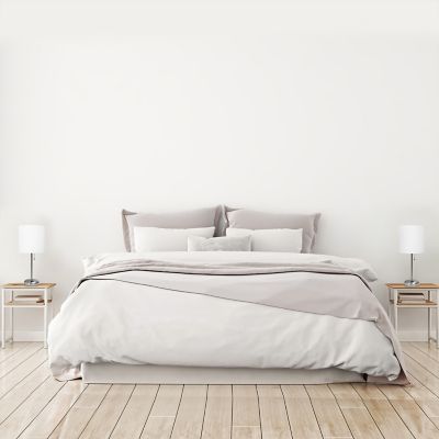 LimeLights 19.5 in. H Stick Lamps with Charging Outlet and Fabric Shade, 2-Pack, White/Brushed Steel