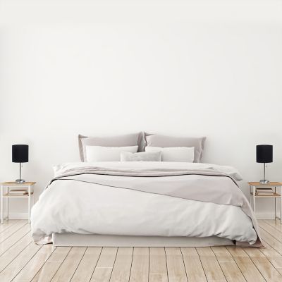 Image showing  19.5 in. H Stick Lamps with USB Charging Port and Fabric Shade, 2-Pack, Black/Brushed Steel