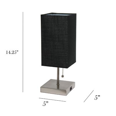 Image showing  Petite Stick Lamps with USB Charging Port and Fabric Shade, 2-Pack, Black