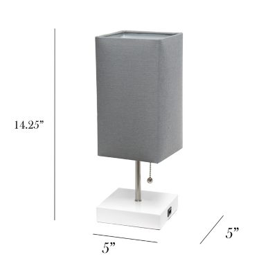 Image showing  Petite Stick Lamps with USB Charging Port and Fabric Shade, 2-Pack, Gray/White