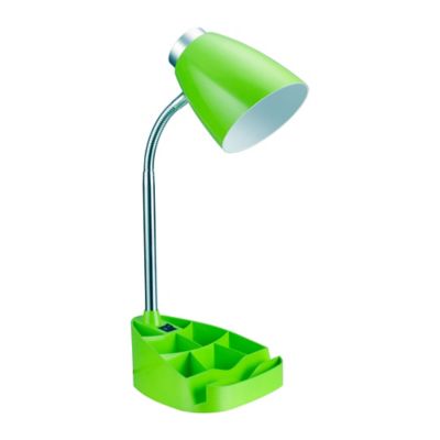 LimeLights 18.5 in. H Gooseneck Organizer Desk Lamp with iPad Tablet Stand Book Holder, Green