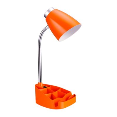 LimeLights 18.5 in. H Gooseneck Organizer Desk Lamp with iPad Tablet Stand Book Holder, Orange