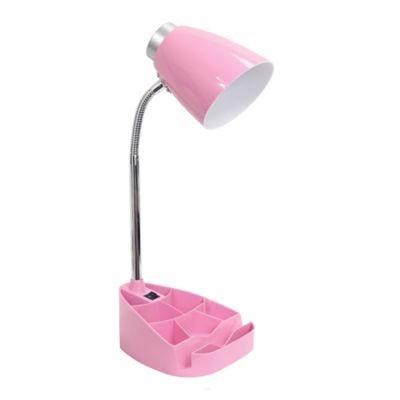Limelights 18.5 In. H Gooseneck Organizer Desk Lamp With Ipad Tablet Stand Book Holder, Pink