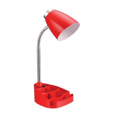 Limelights 18.5 In. H Gooseneck Organizer Desk Lamp With Ipad Tablet Stand Book Holder, Red