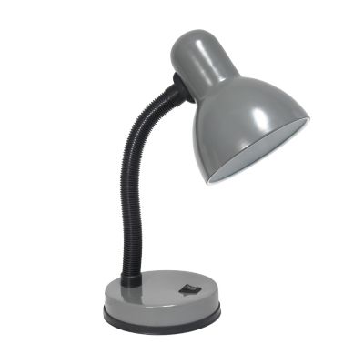 Simple Designs 13.85 In. H Basic Metal Desk Lamp With Flexible Hose Neck, Gray