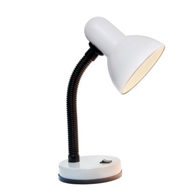 Image showing  13.85 in. H Basic Metal Desk Lamp with Flexible Hose Neck, White